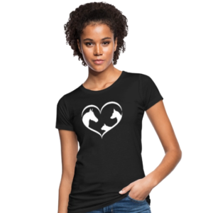 t-shirt bio noir animaux coeur